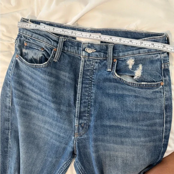 MOTHER Blue Distressed Boyfriend Jeans - Picture 4 of 10